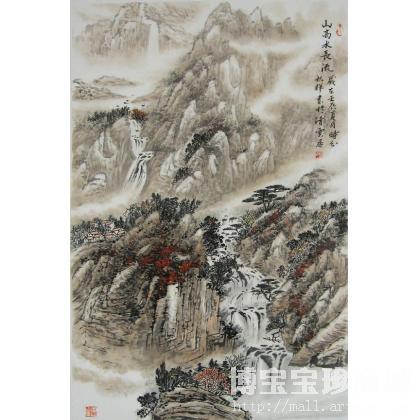 张秋辉 竖幅国画山水-山高水长流 类别: 国画山水作品